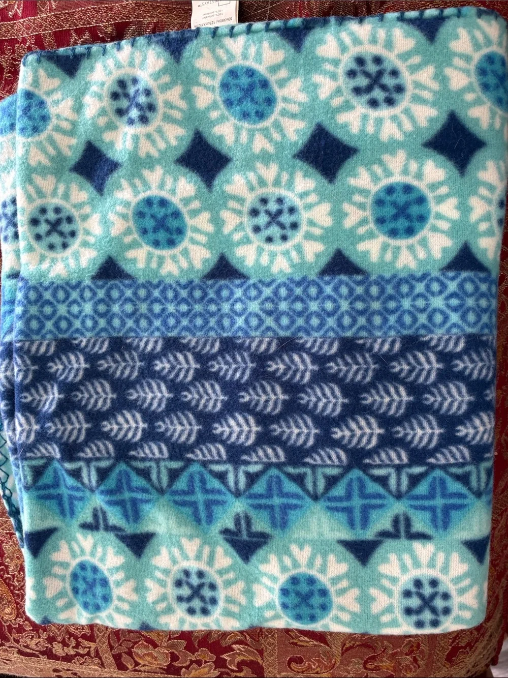 Blue and Turquoise Decorative Fleece Throw